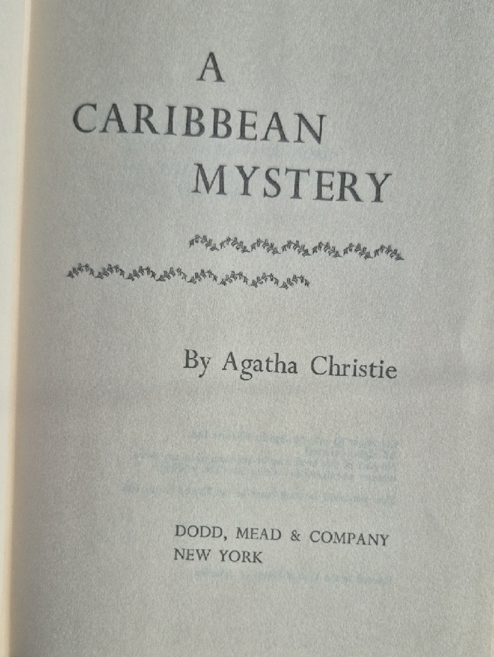 Vintage Hardcover Agatha Christie A Caribbean Mystery -  Printed in 1965